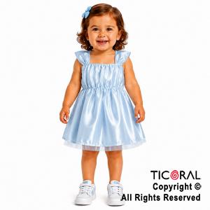 DISFRAZ PRINCESA CORTO CON BRETEL ANCHO CELESTE TALLE 0 x 1